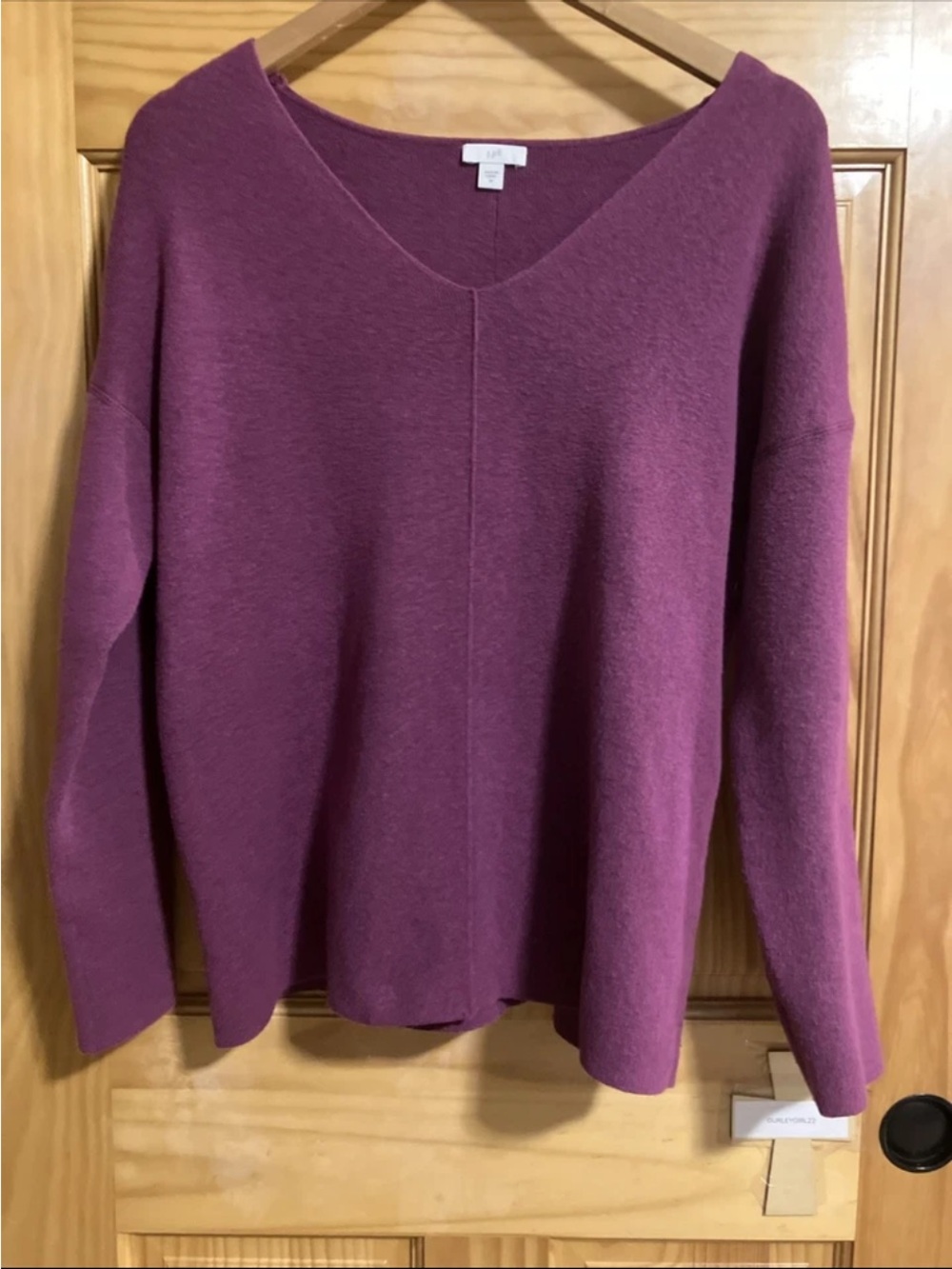 J. Jill Plum V-Neck Cozy Knit Sweater M Berry Wool Blend